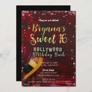 Invitación Hollywood Red Carpet Stairs SWEET 16 16th Fiesta