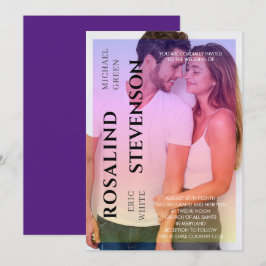 Invitación Holografía Boda de fotografía rosa púrpura superio