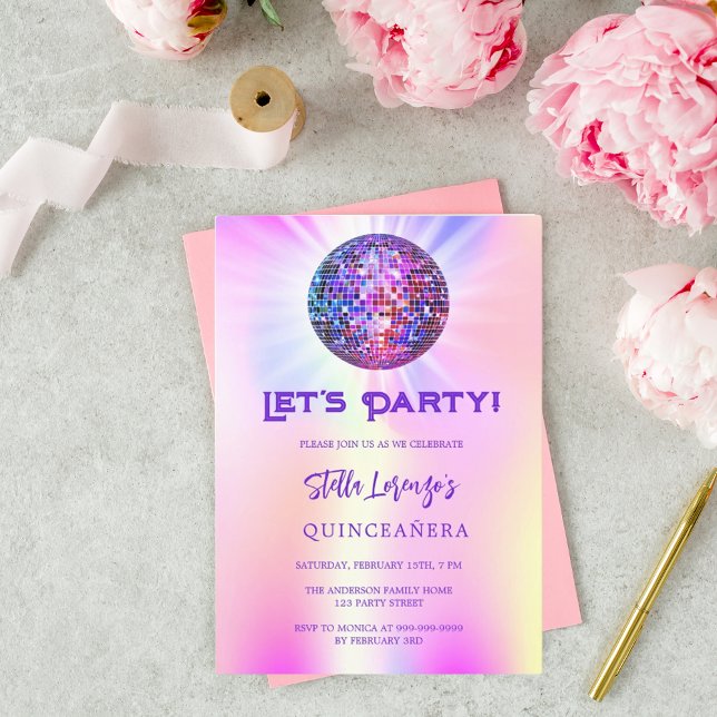 Invitación Holografía fiesta Disco Quinceanera (Subido por el creador)
