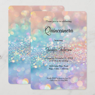 Invitación holográfica moderna de Quinceañera