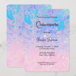 Invitación holográfica moderna de Quinceañera