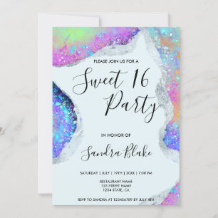 Invitación Holográfico moderno opal irlandés