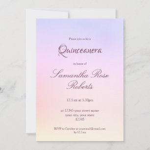 Invitación Holográfico Pastel Rainbow Elegante Quinceanera