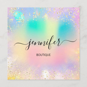 Invitación Holográfico Profesional Gold Confetti Unicorn