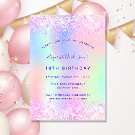 Invitación Holográfico púrpura de cumpleaños