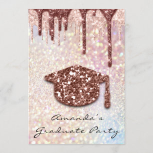 Invitación Holograma 3D del tapón de Rosa del Fiesta graduado