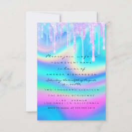 Invitación Holograma Unicornio Baby Shower Girly Feed Purpuri