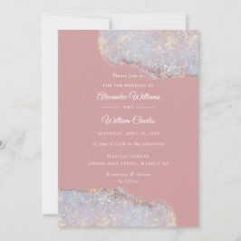 Invitación Holographic Glam Purpurina Dusty Rosa Boda