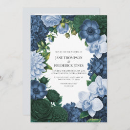 Invitación Holstein Blue, Silver Slate & Smoky Pine Wedding