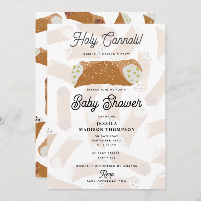 Invitación Holy Cannoli Funny Italian Baby Shower (Anverso / Reverso)