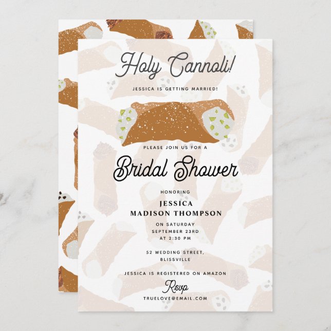 Invitación Holy Cannoli Funny Italian Bridal Shower (Anverso / Reverso)