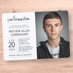 Invitación Holy Confirmation Boy   Modern + Simple Photo
