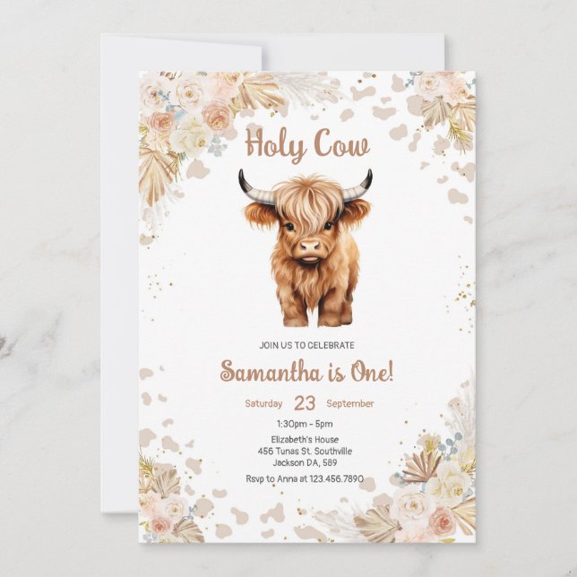 Invitación Holy Cow Birthday Invitation (Anverso)