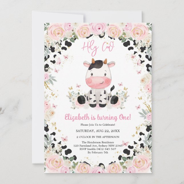 Invitación Holy Cow Birthday Invitation (Anverso)