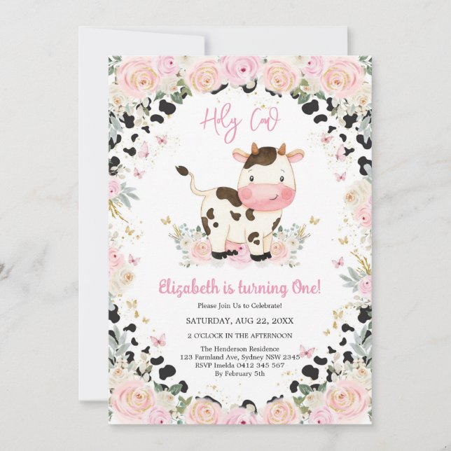 Invitación Holy Cow Birthday Invitation (Anverso)