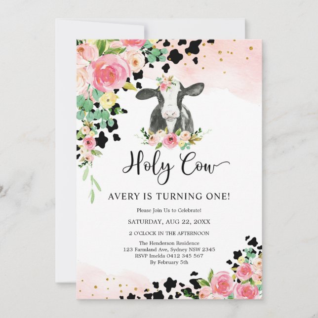 Invitación Holy Cow Birthday Invitation (Anverso)
