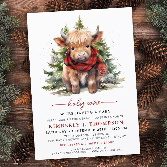 Invitación Holy Cow Cosy Highland Calf Winter Baby Shower (Subido por el creador)