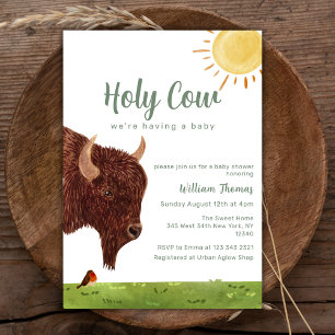Invitación Holy Cow Farm Animal Baby Shower