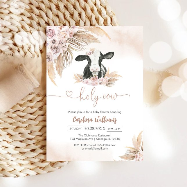 Invitación Holy Cow Floral Baby Shower Invitation (Subido por el creador)