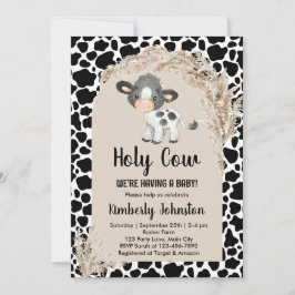 Invitación Holy Cow género neutro boho baby ducha granja