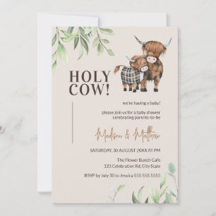 Invitación Holy Cow Greenery Rustic Farm Baby Shower