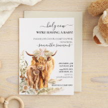 Holy Cow Highland Calf Baby Shower Boho Pampas