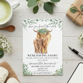 Invitación Holy Cow Highland Calf Baby Shower Eucalyptus