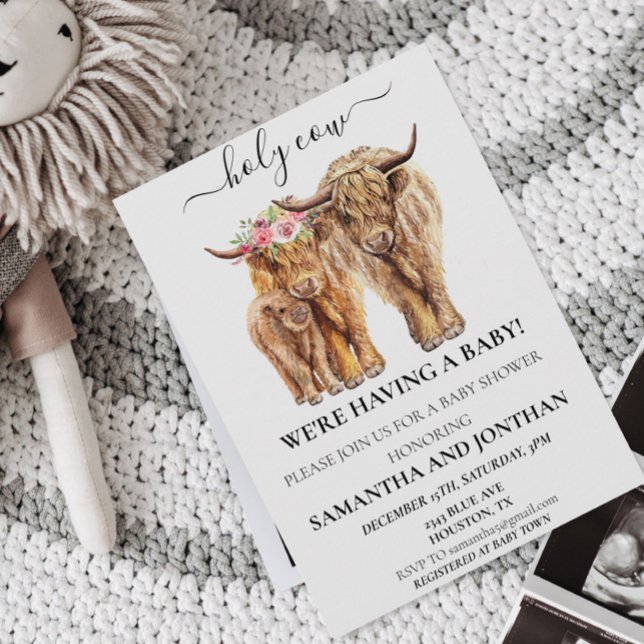 Invitación Holy Cow Highland Calf Parejas de Baby Shower (Subido por el creador)