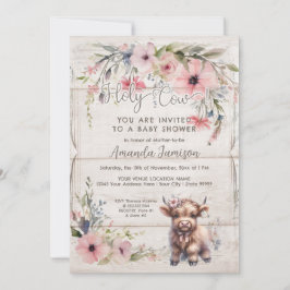 Invitación Holy Cow Highland Floral Cute Adorable Baby Shower