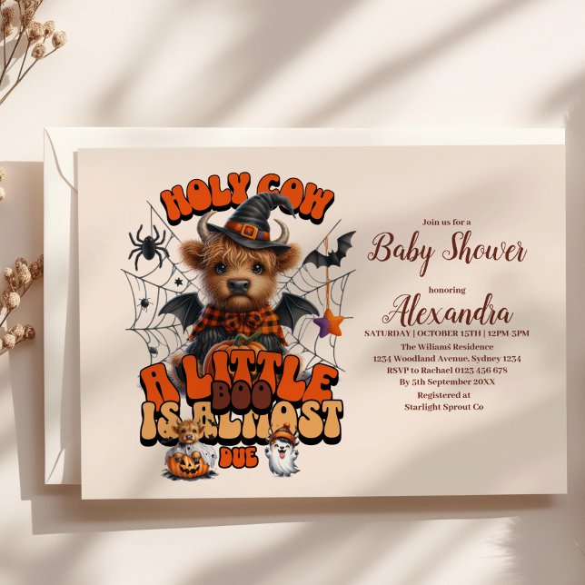 Invitación Holy Cow Little Boo Halloween Baby Shower (Subido por el creador)