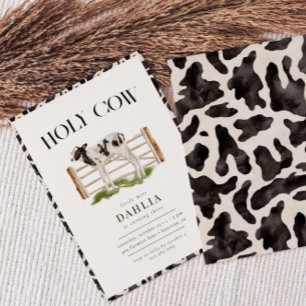 Invitación Holy Cow Modern Simple Farm Birday Party (Fiesta d