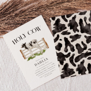 Invitación Holy Cow Modern Simple Farm Birday Party (Fiesta d