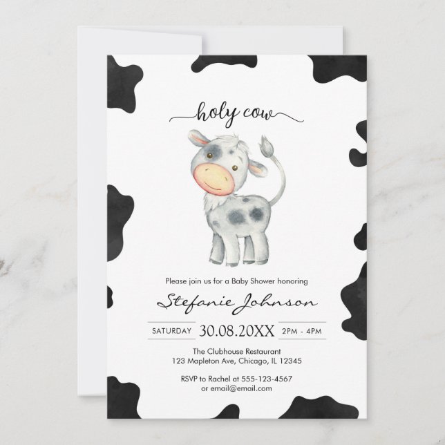 Invitación Holy Cow Pink Floral Cowgirl Baby Shower (Anverso)