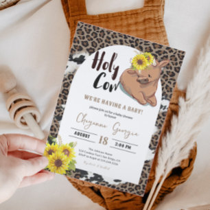 Invitación Holy Cow Rustic Western Sunflower Baby Shower Invi