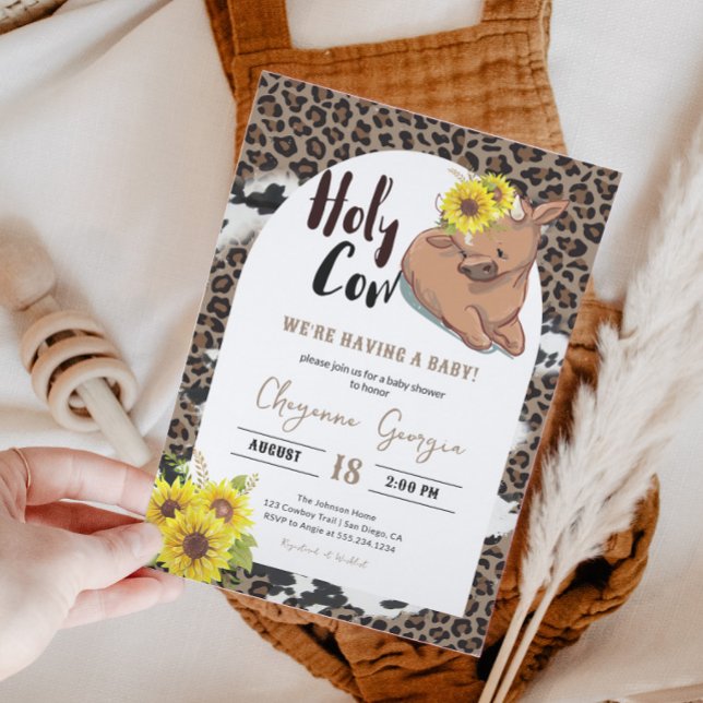 Invitación Holy Cow Rustic Western Sunflower Baby Shower Invi (Subido por el creador)