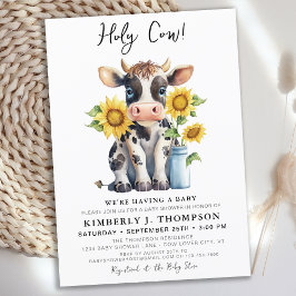 Invitación Holy Cow Sunflowers Simple Farm Baby Shower modern