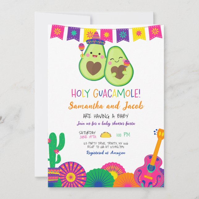 Invitación Holy Guacamole Baby Shower (Anverso)