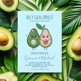 Invitación Holy Guacamole Blue Aguacate Baby Shower