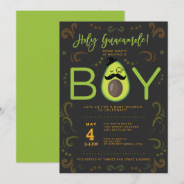 Invitación Holy Guacamole Boy Taco Baby Shower