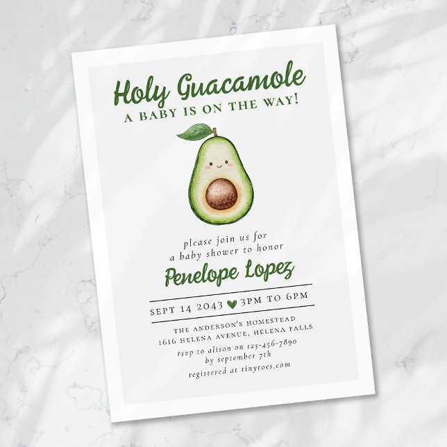 Invitación Holy Guacamole Cute Aguacate Baby Shower (Subido por el creador)