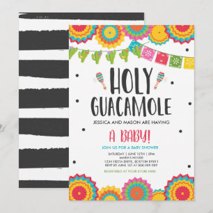 Invitación Holy Guacamole Fiesta Baby Shower Cactus