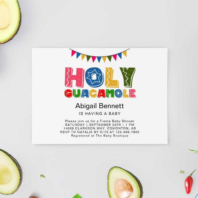 Invitación Holy Guacamole Fiesta Baby Shower Kawaii Aguacado (Subido por el creador)