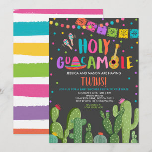 Invitación Holy Guacamole Fiesta Twins Baby Shower