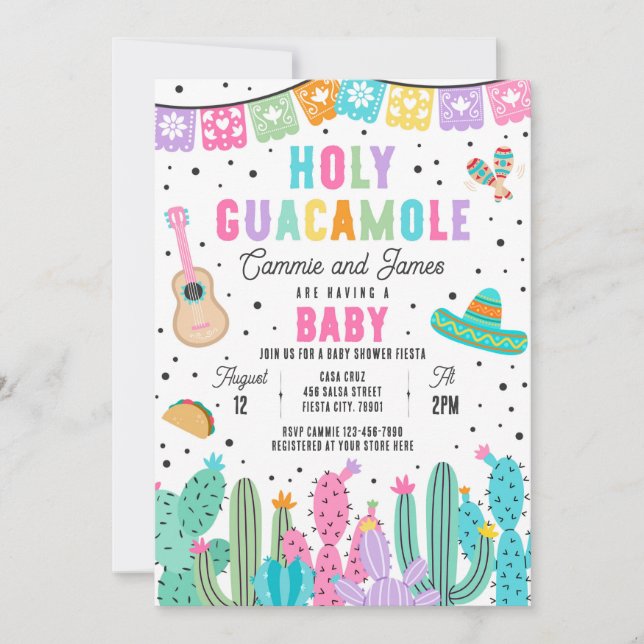 Invitación Holy Guacamole Mexican Fiesta Baby Shower (Anverso)