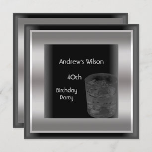 Invitación Hombre 40 Fiesta de cumpleaños elegante hombre neg