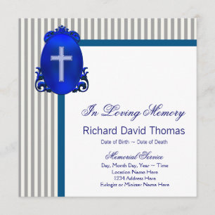 Invitación Hombre azul marino gris En memoria conmemorativa