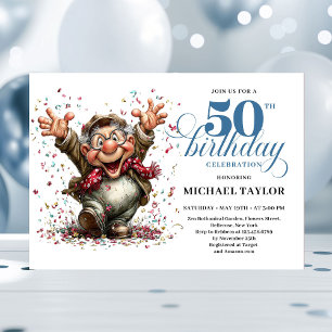 Invitación Hombre Clásico y Extravagante Cumpleaños 50 Humor