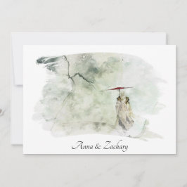 Invitación *~* Hombre Colinas paraguas Japón RSVP QR AR27 Bod