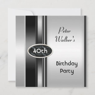 Invitación Hombre Cumpleaños 40 Hombre Fiesta Metal Plateado 