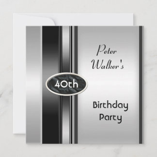 Invitación Hombre Cumpleaños 40 Hombre Fiesta Metal Plateado